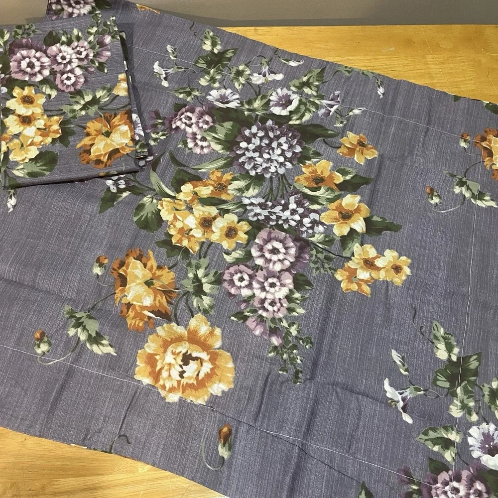 Vtg Arley Purple Floral Standard Pillow Sham Cottage‎ Core Flowers 20x26